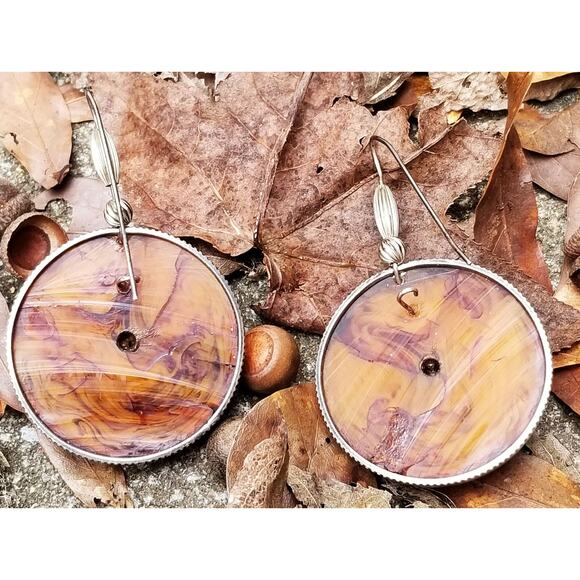 Tribal, Large Chunky, Statement, Runway, Plastic Resin Estate Earrings E116 - Picture 3 of 4